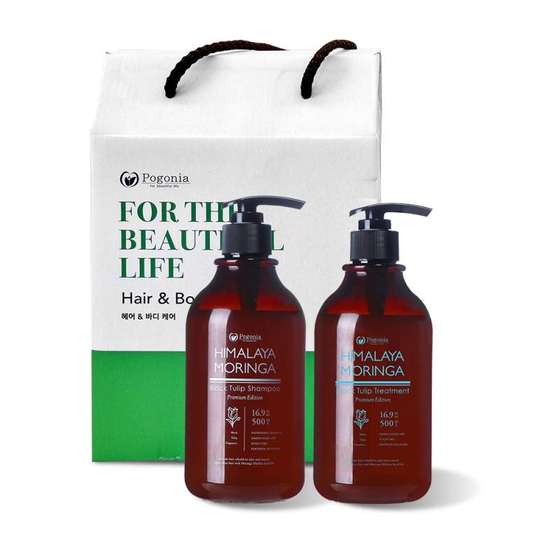 [선물세트] 포고니아 히말라야모링가  블랙튤립 2종 선물세트 샴푸 + 트리트먼트