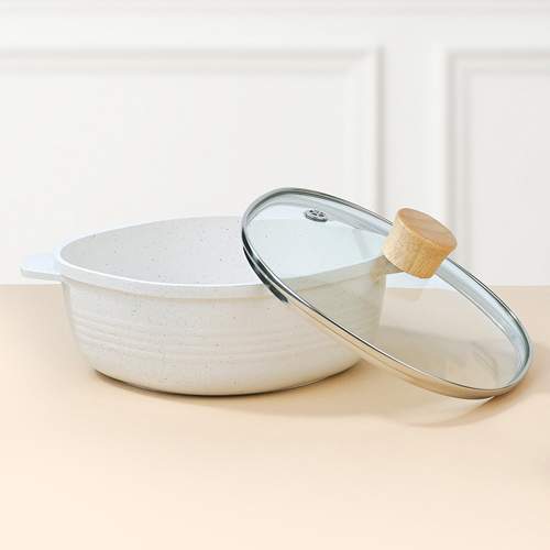 [알루아트] 프리미엄 IH 테라조 친환경 5중 세라믹코팅 통주물 넌스틱 MR 사각냄비 18cm